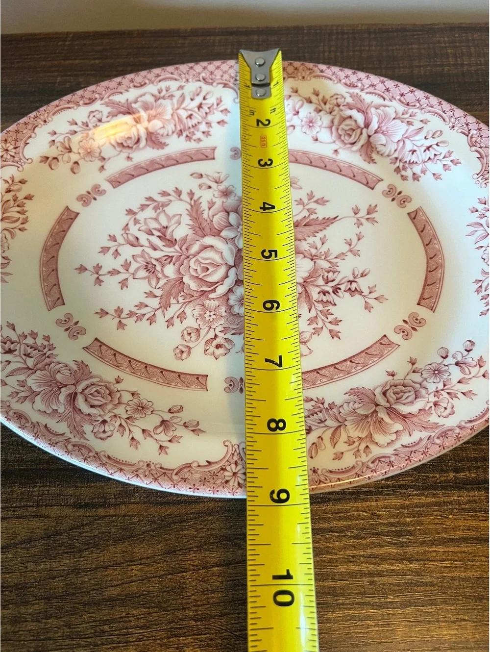 Vintage Wood & Sons English Pink and ivory platter 9x12